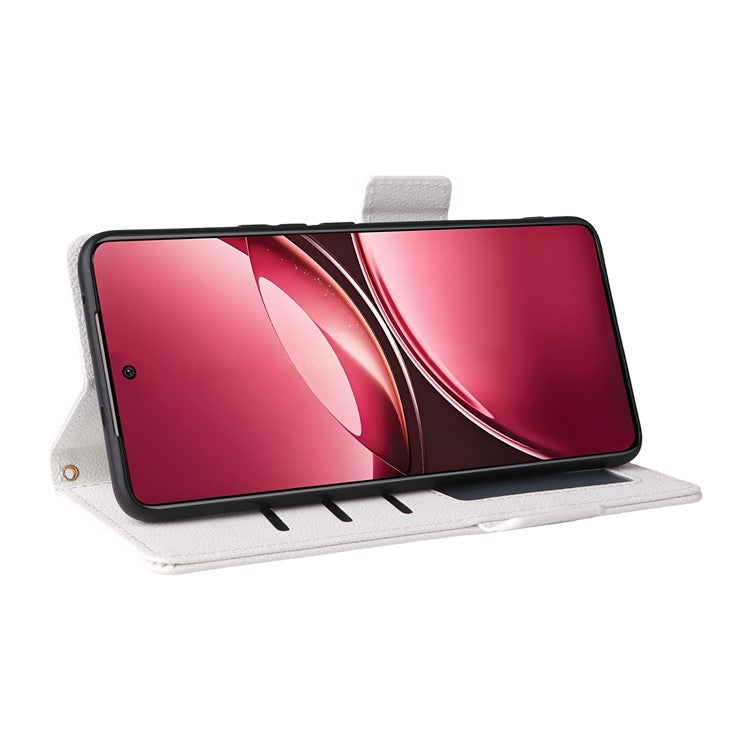 For vivo V50 5G Case Wallet Flip Litchi Texture PU Leather Phone Cover - White