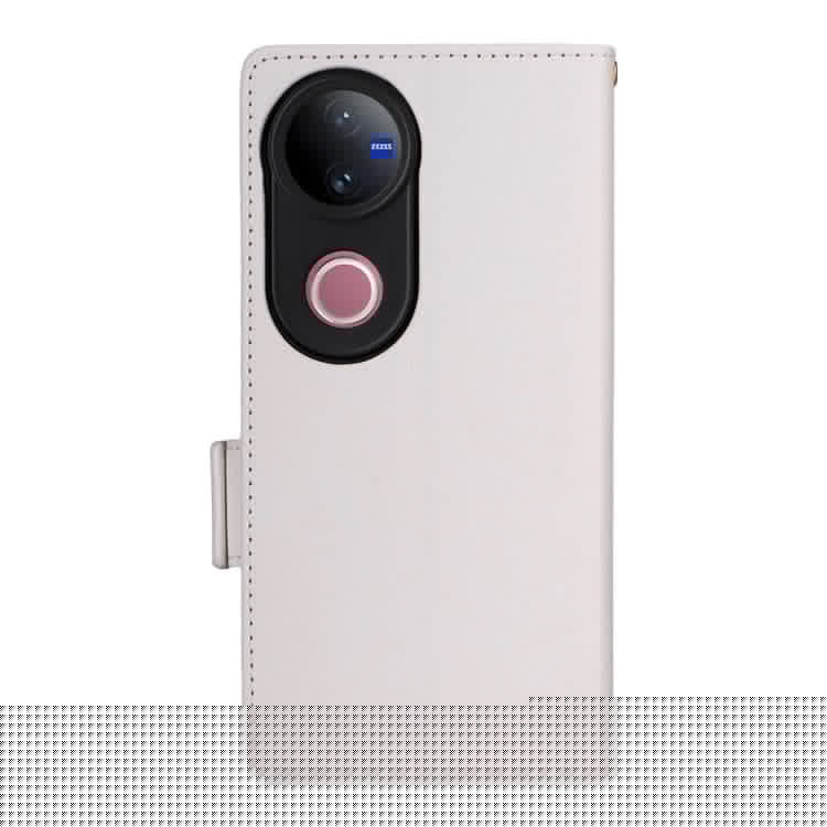 For vivo V50 5G Case Wallet Flip Litchi Texture PU Leather Phone Cover - White