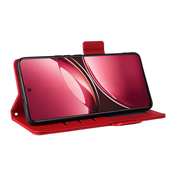 For vivo V50 5G Case Wallet Flip Litchi Texture PU Leather Phone Cover - Red