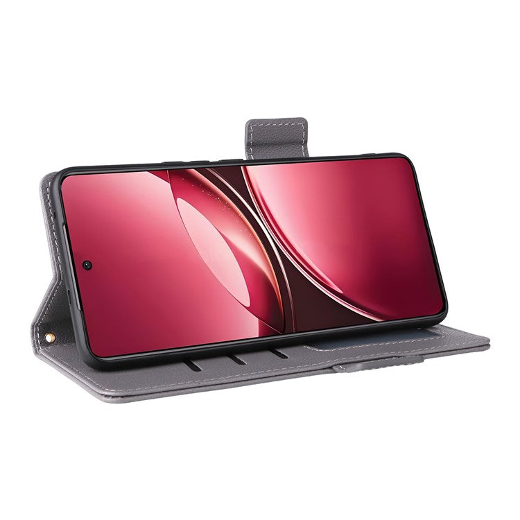 For vivo V50 5G Case Wallet Flip Litchi Texture PU Leather Phone Cover - Grey