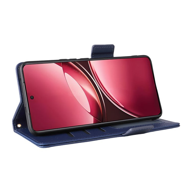 For vivo V50 5G Case Wallet Flip Litchi Texture PU Leather Phone Cover - Dark Blue