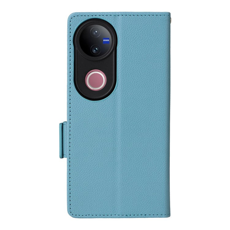 For vivo V50 5G Case Wallet Flip Litchi Texture PU Leather Phone Cover - Baby Blue