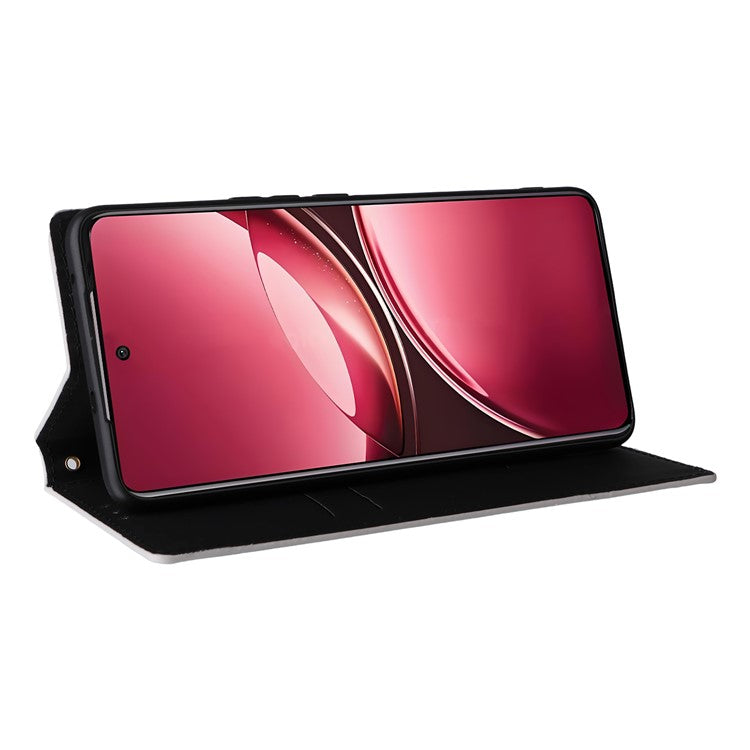 For vivo V50 5G Case Wallet Rhombus Imprinted Leather Phone Cover - Silver