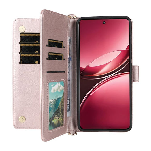 For vivo V50 5G Case with Shoulder Strap Wallet Leather Phone Cover - Pink