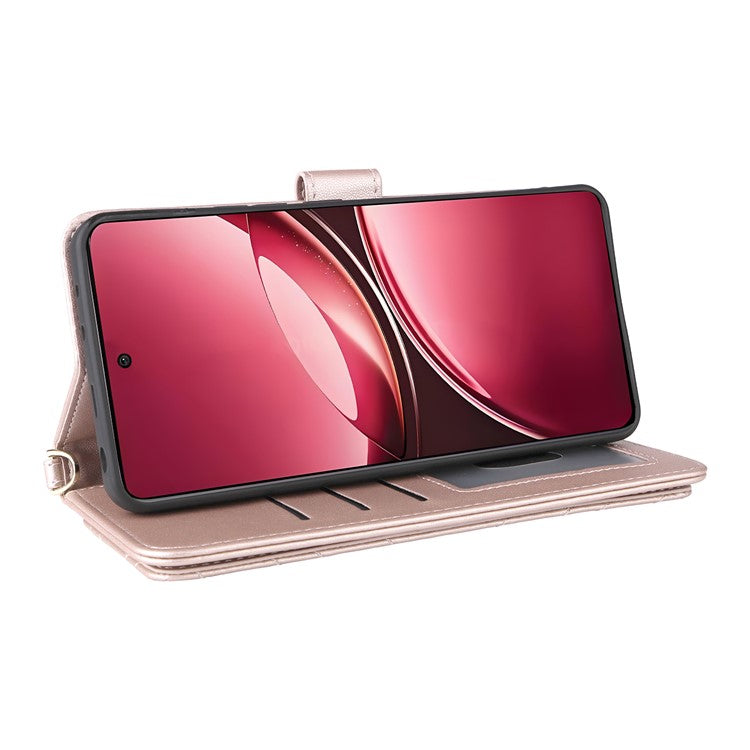 For vivo V50 5G Case with Shoulder Strap Wallet Leather Phone Cover - Pink