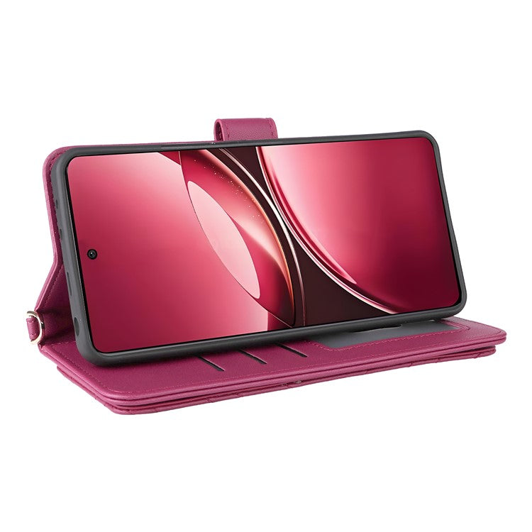 For vivo V50 5G Case with Shoulder Strap Wallet Leather Phone Cover - Rose