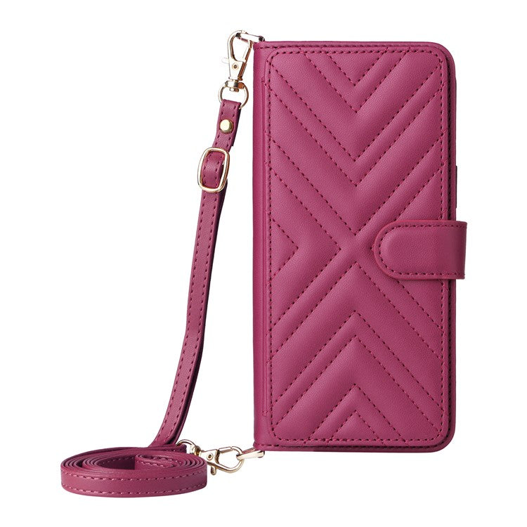 For vivo V50 5G Case with Shoulder Strap Wallet Leather Phone Cover - Rose