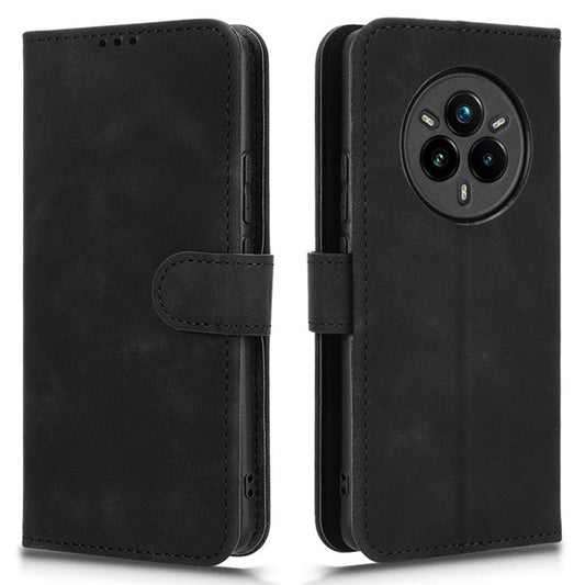 For Realme 14 Pro 5G Leather Case Skin Feel Anti Drop Wallet Flip Phone Cover - Black