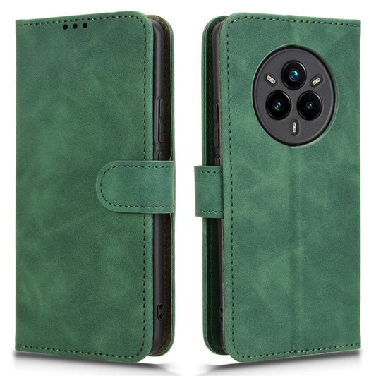 For Realme 14 Pro 5G Leather Case Skin Feel Anti Drop Wallet Flip Phone Cover - Green
