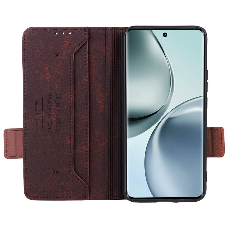 For Realme 14 Pro 5G Case Leather Wallet Flip Phone Cover with Hardware Decor - Coffee
