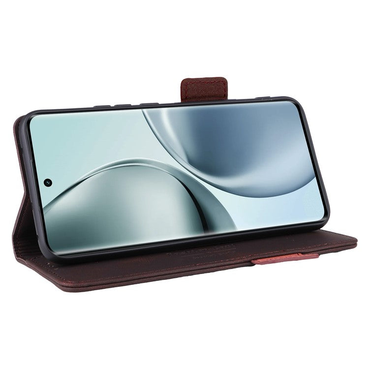 For Realme 14 Pro 5G Case Leather Wallet Flip Phone Cover with Hardware Decor - Coffee