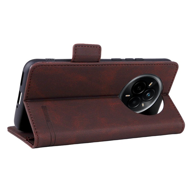 For Realme 14 Pro 5G Case Leather Wallet Flip Phone Cover with Hardware Decor - Coffee