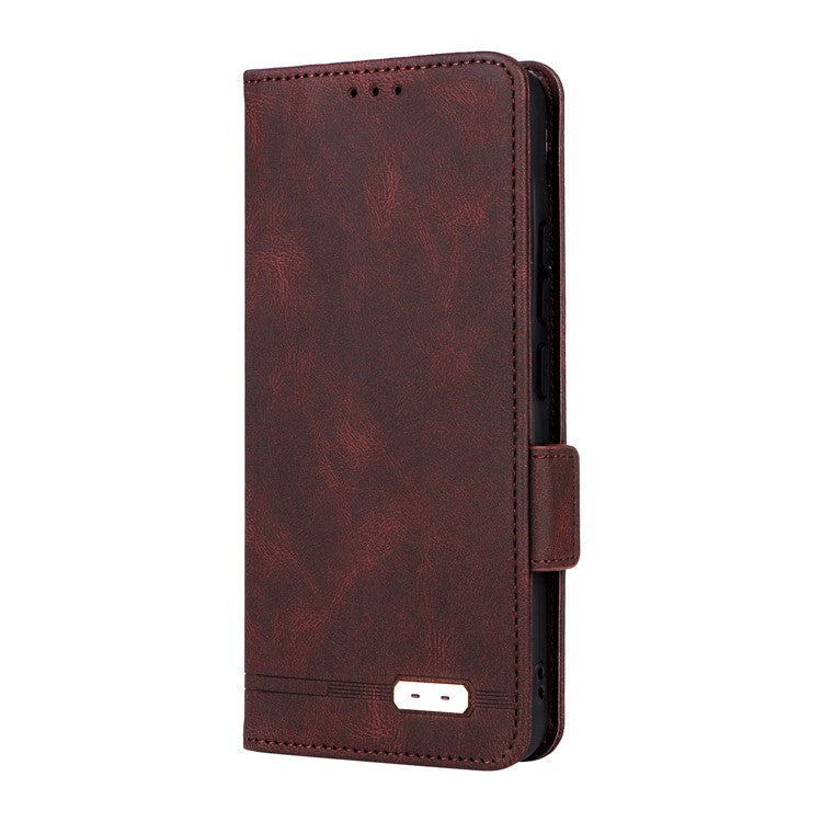 For Realme 14 Pro 5G Case Leather Wallet Flip Phone Cover with Hardware Decor - Coffee