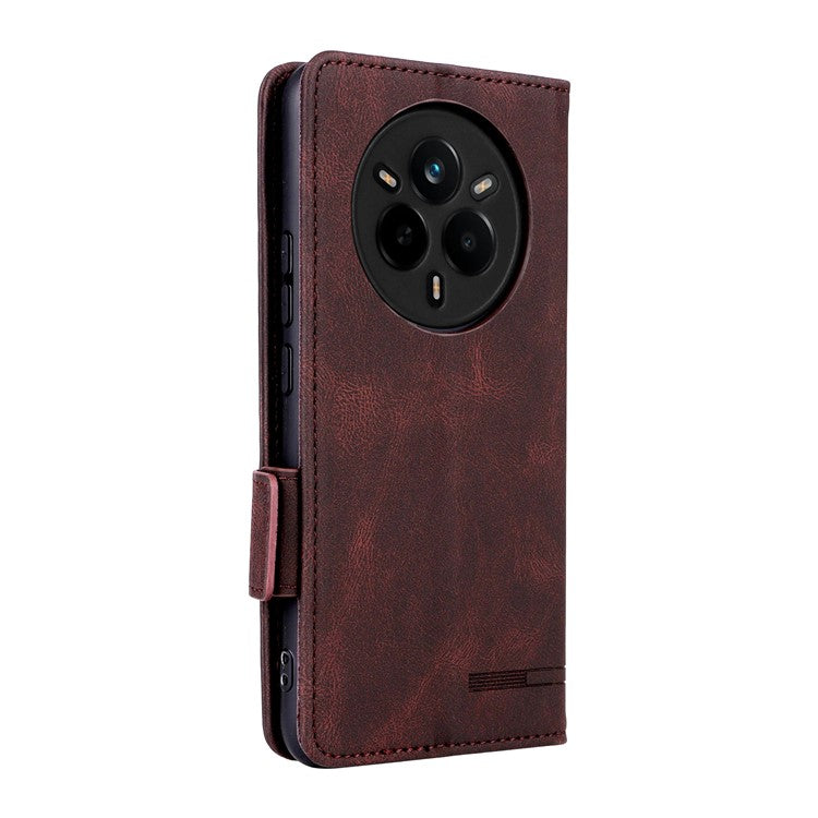 For Realme 14 Pro 5G Case Leather Wallet Flip Phone Cover with Hardware Decor - Coffee