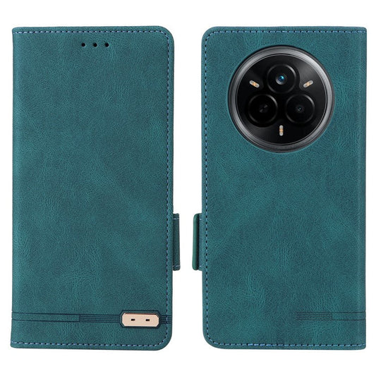 For Realme 14 Pro 5G Case Leather Wallet Flip Phone Cover with Hardware Decor - Blue