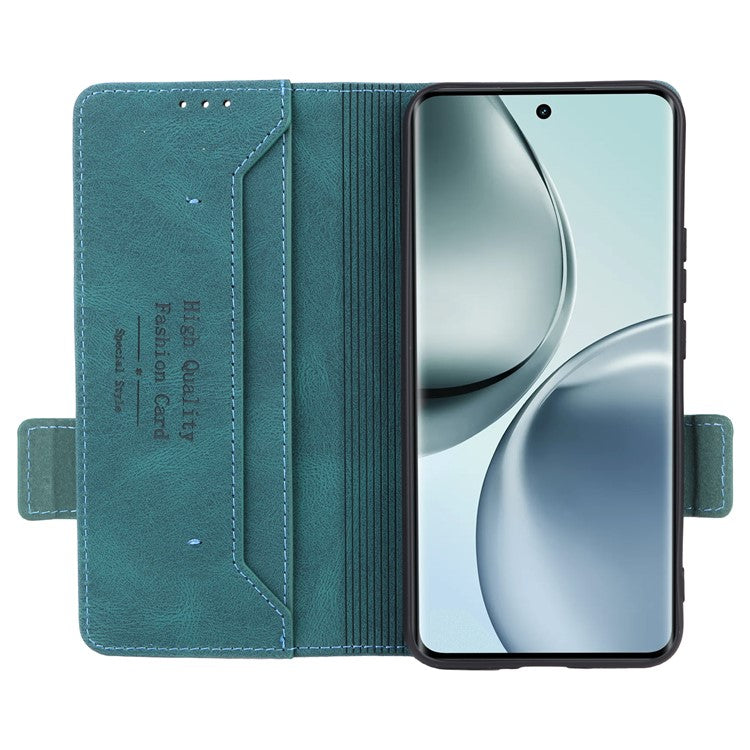For Realme 14 Pro 5G Case Leather Wallet Flip Phone Cover with Hardware Decor - Blue
