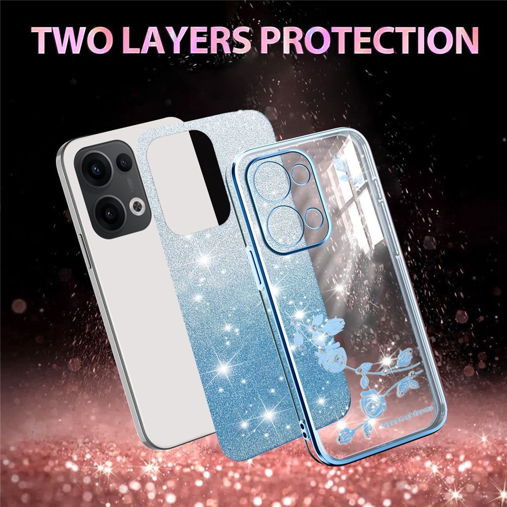 KADEM For Oppo Reno13 5G (Global) Case Flower TPU Flexible Gradient Phone Cover - Blue
