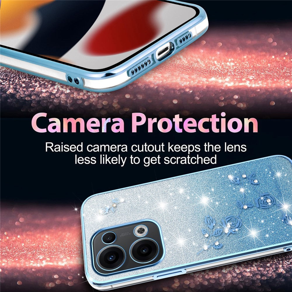KADEM For Oppo Reno13 5G (Global) Case Flower TPU Flexible Gradient Phone Cover - Blue