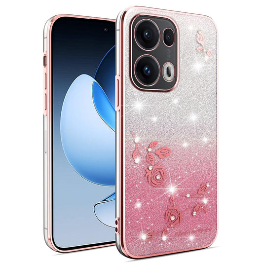 KADEM For Oppo Reno13 Pro 5G Case Flower TPU Flexible Gradient Phone Cover - Rose Gold