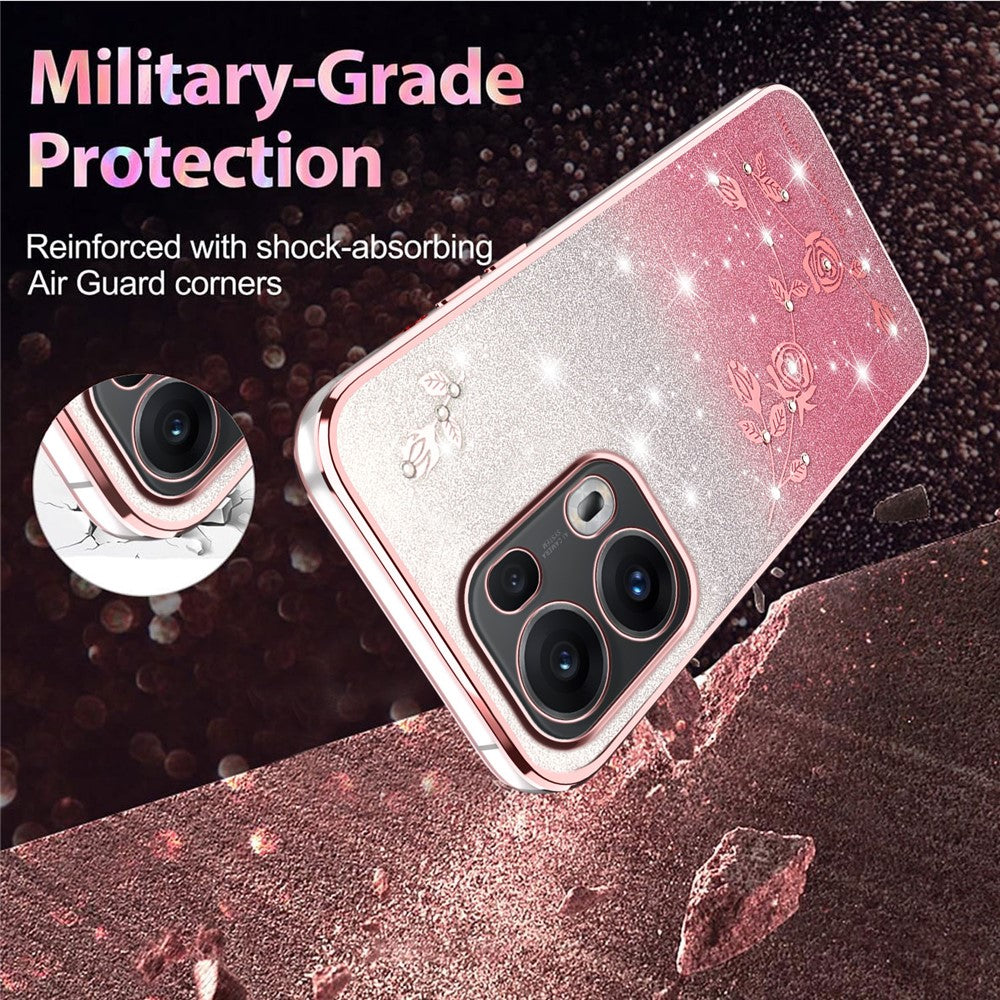 KADEM For Oppo Reno13 Pro 5G Case Flower TPU Flexible Gradient Phone Cover - Rose Gold