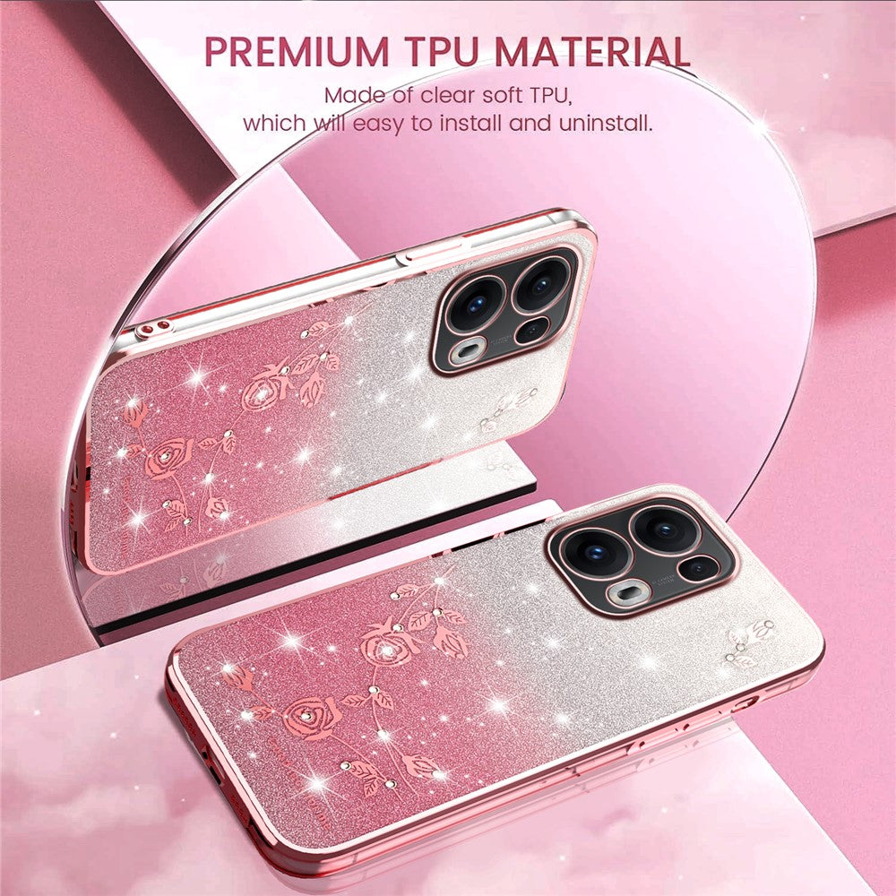 KADEM For Oppo Reno13 Pro 5G Case Flower TPU Flexible Gradient Phone Cover - Rose Gold