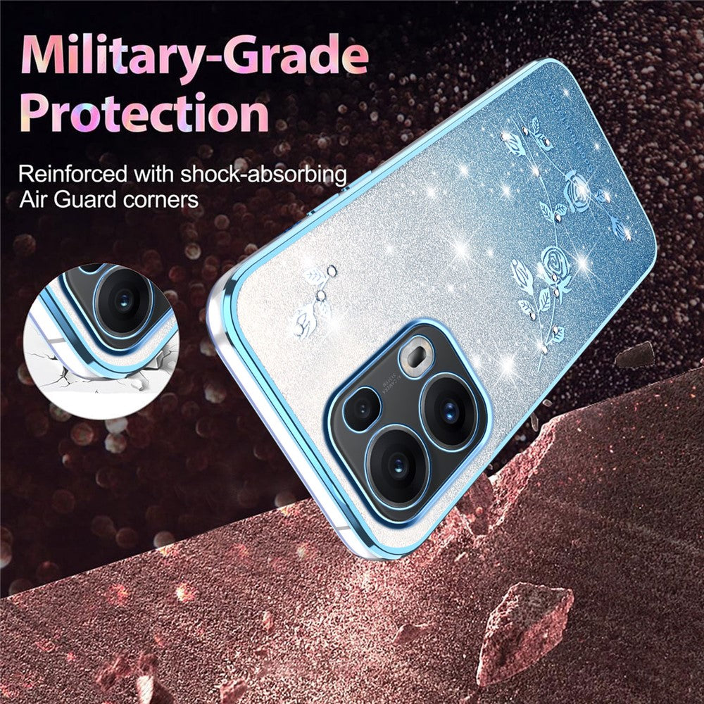 KADEM For Oppo Reno13 Pro 5G Case Flower TPU Flexible Gradient Phone Cover - Blue