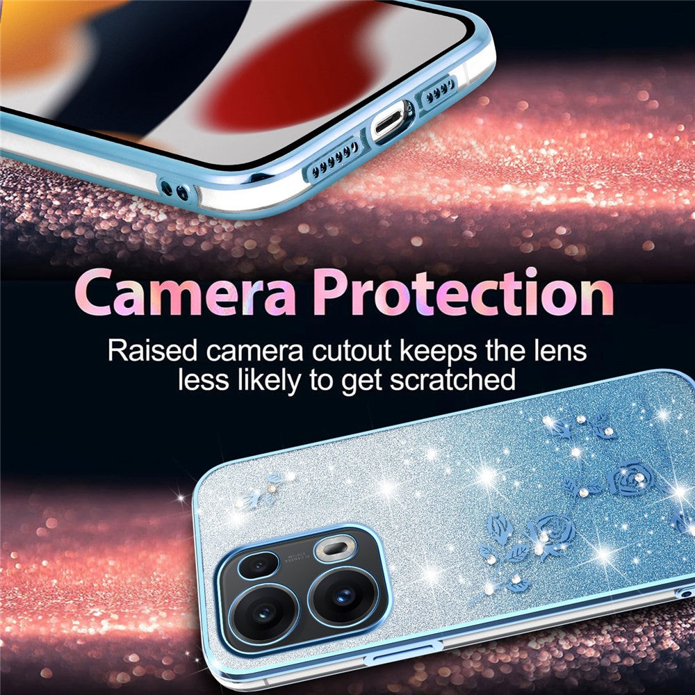 KADEM For Oppo Reno13 Pro 5G Case Flower TPU Flexible Gradient Phone Cover - Blue