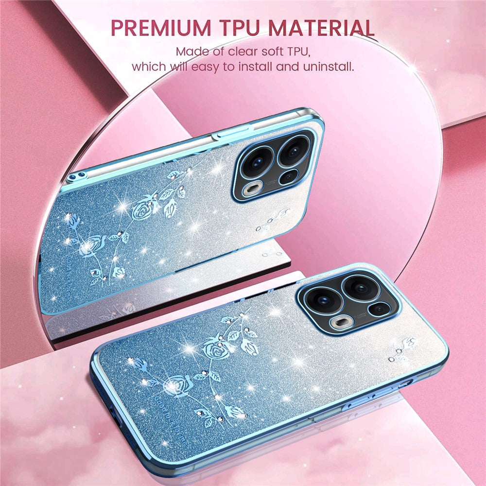 KADEM For Oppo Reno13 Pro 5G Case Flower TPU Flexible Gradient Phone Cover - Blue