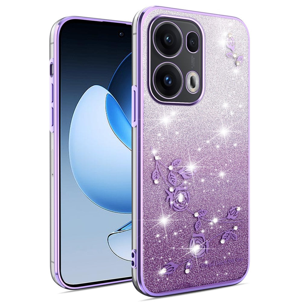 KADEM For Oppo Reno13 Pro 5G Case Flower TPU Flexible Gradient Phone Cover - Purple