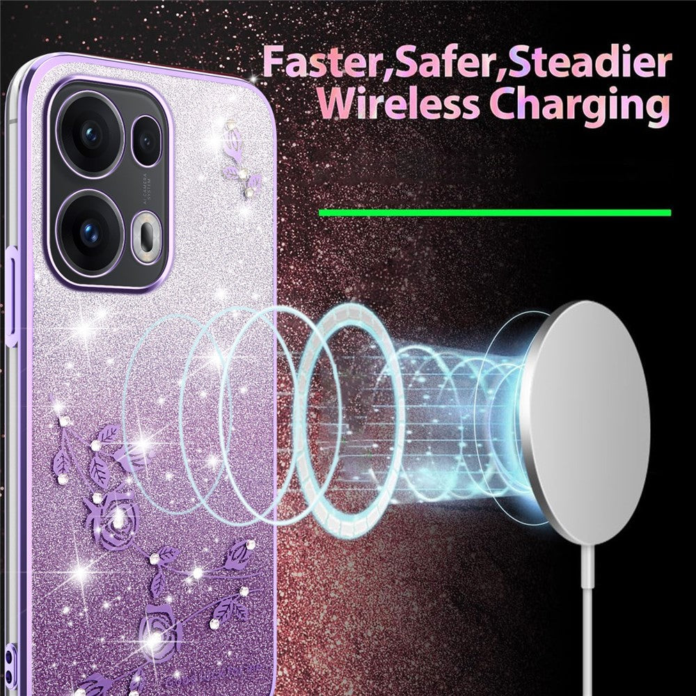 KADEM For Oppo Reno13 Pro 5G Case Flower TPU Flexible Gradient Phone Cover - Purple