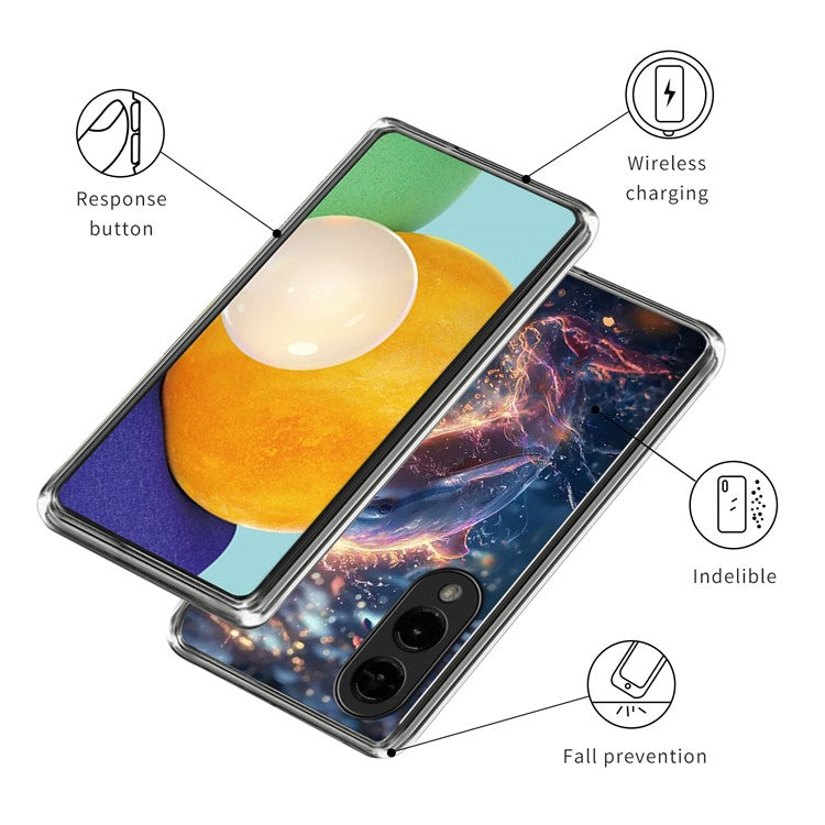 For Samsung Galaxy S25 Edge Case IMD Pattern Printed Shockproof TPU Phone Cover - Shark