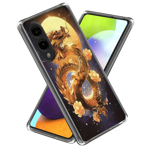 For Samsung Galaxy S25 Edge Case IMD Pattern Printed Shockproof TPU Phone Cover - Golden Dragon