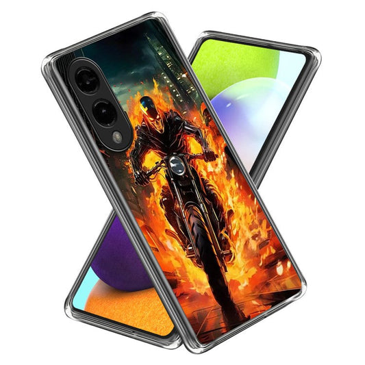 For Samsung Galaxy S25 Edge Case IMD Pattern Printed Shockproof TPU Phone Cover - Flame Knight