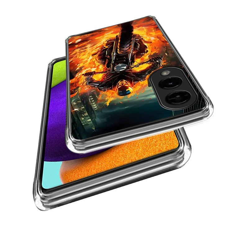 For Samsung Galaxy S25 Edge Case IMD Pattern Printed Shockproof TPU Phone Cover - Flame Knight