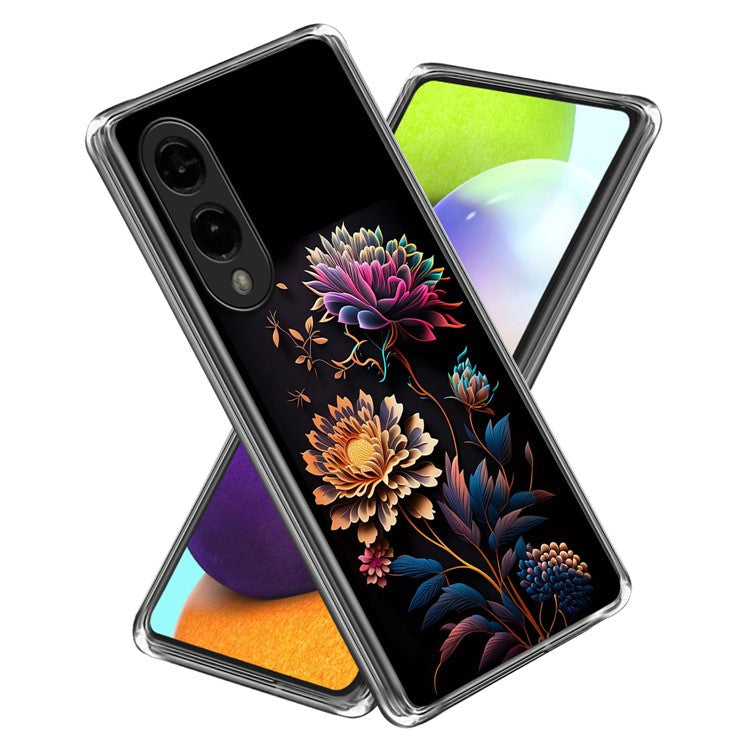 For Samsung Galaxy S25 Edge Case IMD Pattern Printed Shockproof TPU Phone Cover - Flower