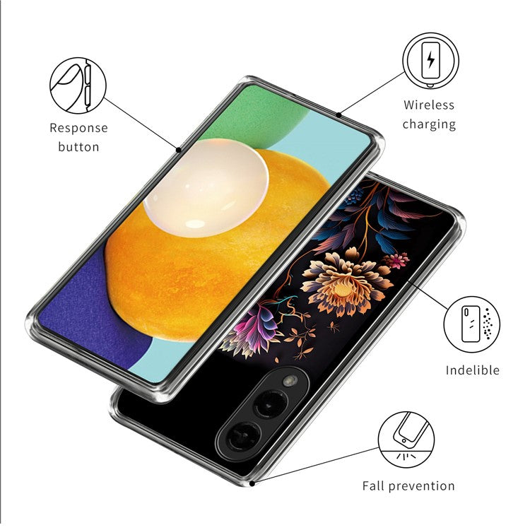 For Samsung Galaxy S25 Edge Case IMD Pattern Printed Shockproof TPU Phone Cover - Flower
