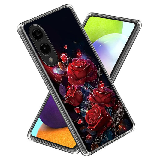 For Samsung Galaxy S25 Edge Case Pattern Printed IMD Shockproof TPU Phone Cover - Red Rose