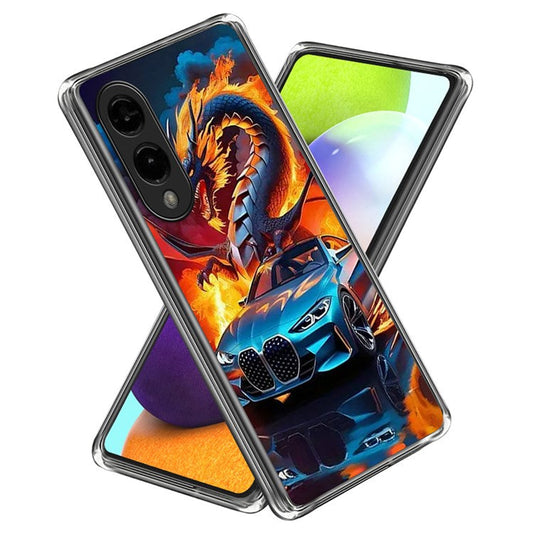 For Samsung Galaxy S25 Edge Case Pattern Printed IMD Shockproof TPU Phone Cover - Sports Car Dragon
