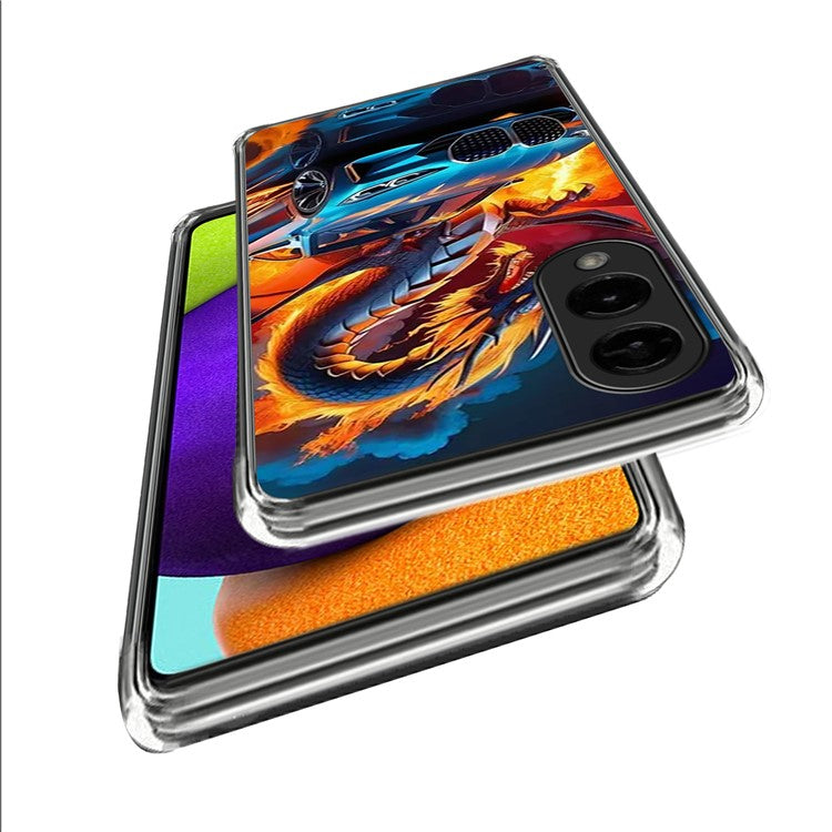 For Samsung Galaxy S25 Edge Case Pattern Printed IMD Shockproof TPU Phone Cover - Sports Car Dragon