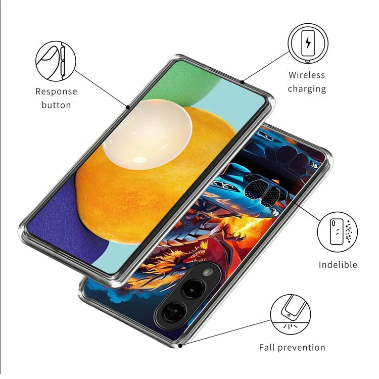 For Samsung Galaxy S25 Edge Case Pattern Printed IMD Shockproof TPU Phone Cover - Sports Car Dragon