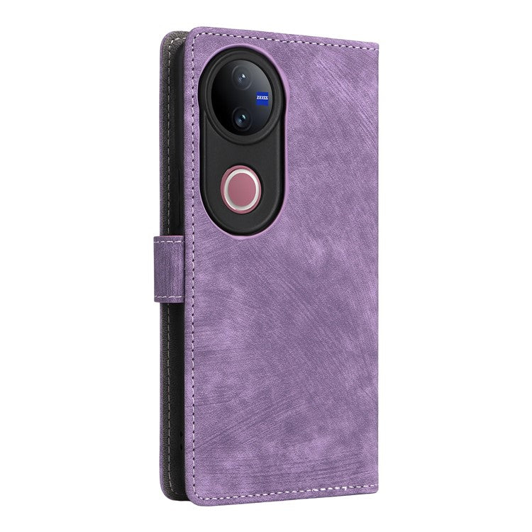 For vivo V50 5G Case Wallet RFID Blocking PU Leather Cover Viewing Stand - Purple