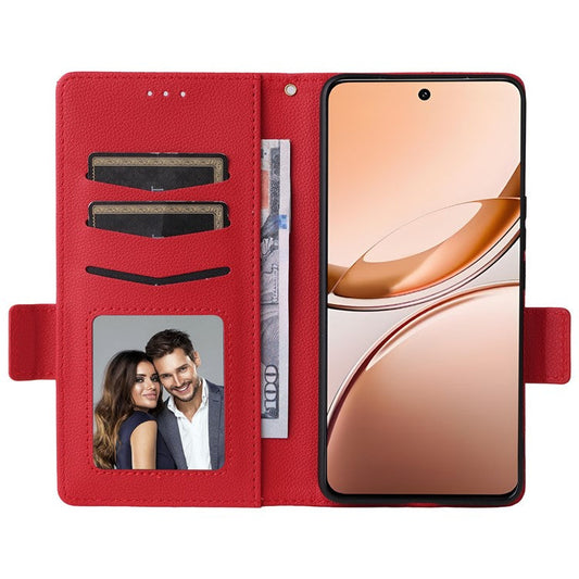 For vivo V50 Lite 4G / 5G Case Wallet Flip Litchi Texture PU Leather Phone Cover - Red