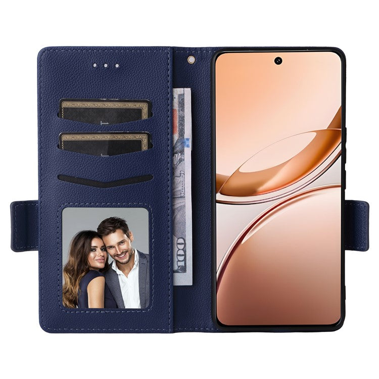 For vivo V50 Lite 4G / 5G Case Wallet Flip Litchi Texture PU Leather Phone Cover - Dark Blue