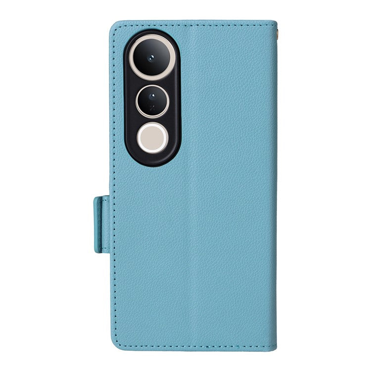For vivo V50 Lite 4G / 5G Case Wallet Flip Litchi Texture PU Leather Phone Cover - Baby Blue