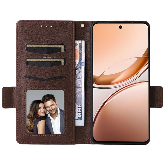 For vivo V50 Lite 4G / 5G Case Wallet Flip Litchi Texture PU Leather Phone Cover - Brown