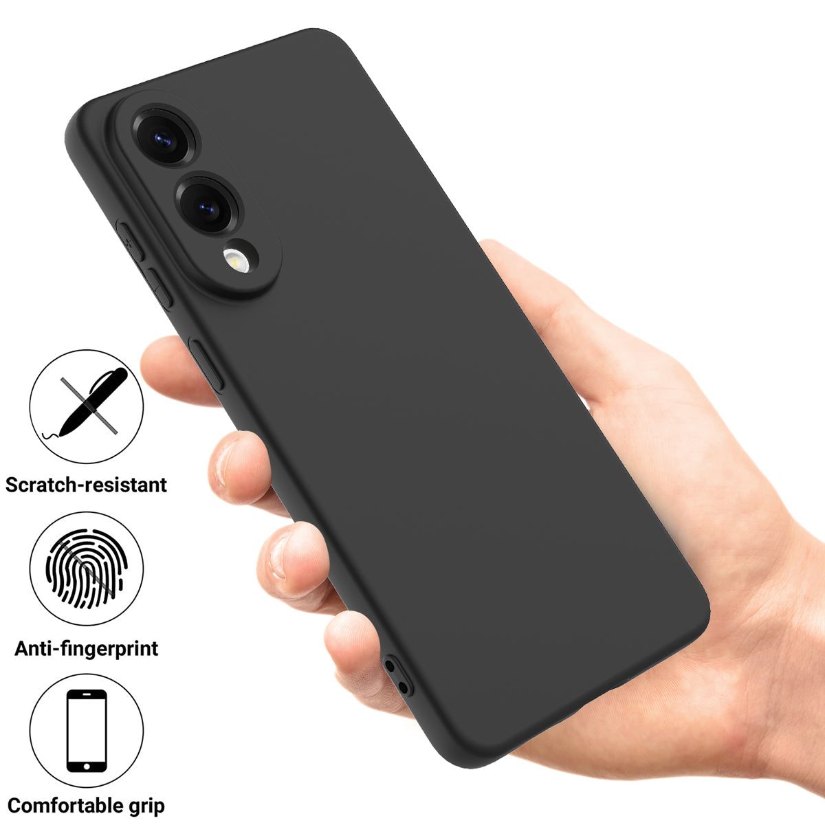 For Samsung Galaxy S25 Edge Liquid Silicone Case Phone Back Cover with Hand Strap - Black