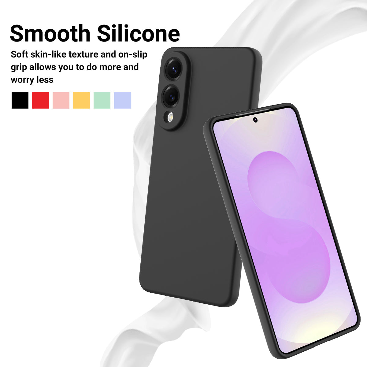 For Samsung Galaxy S25 Edge Liquid Silicone Case Phone Back Cover with Hand Strap - Black