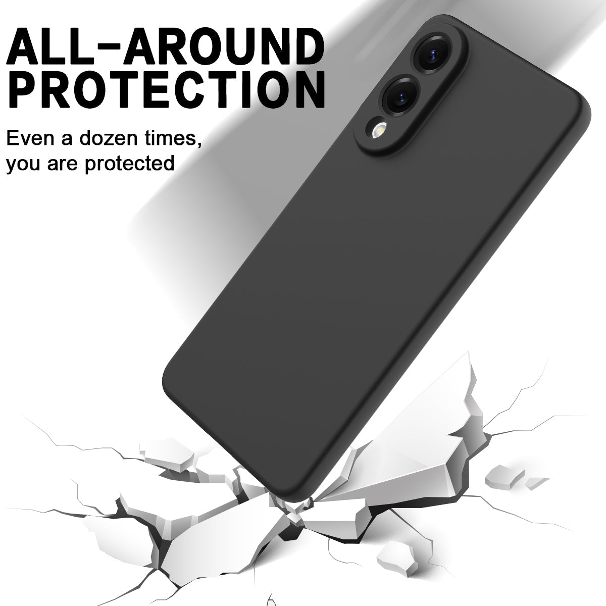 For Samsung Galaxy S25 Edge Liquid Silicone Case Phone Back Cover with Hand Strap - Black