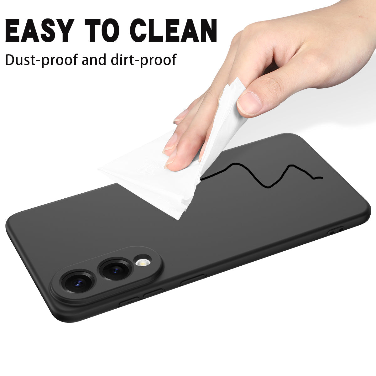 For Samsung Galaxy S25 Edge Liquid Silicone Case Phone Back Cover with Hand Strap - Black