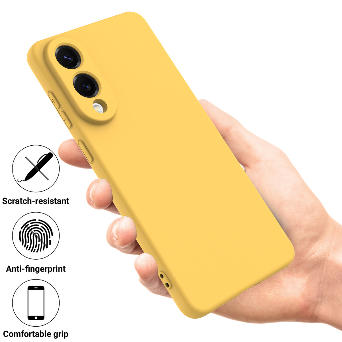 For Samsung Galaxy S25 Edge Liquid Silicone Case Phone Back Cover with Hand Strap - Yellow